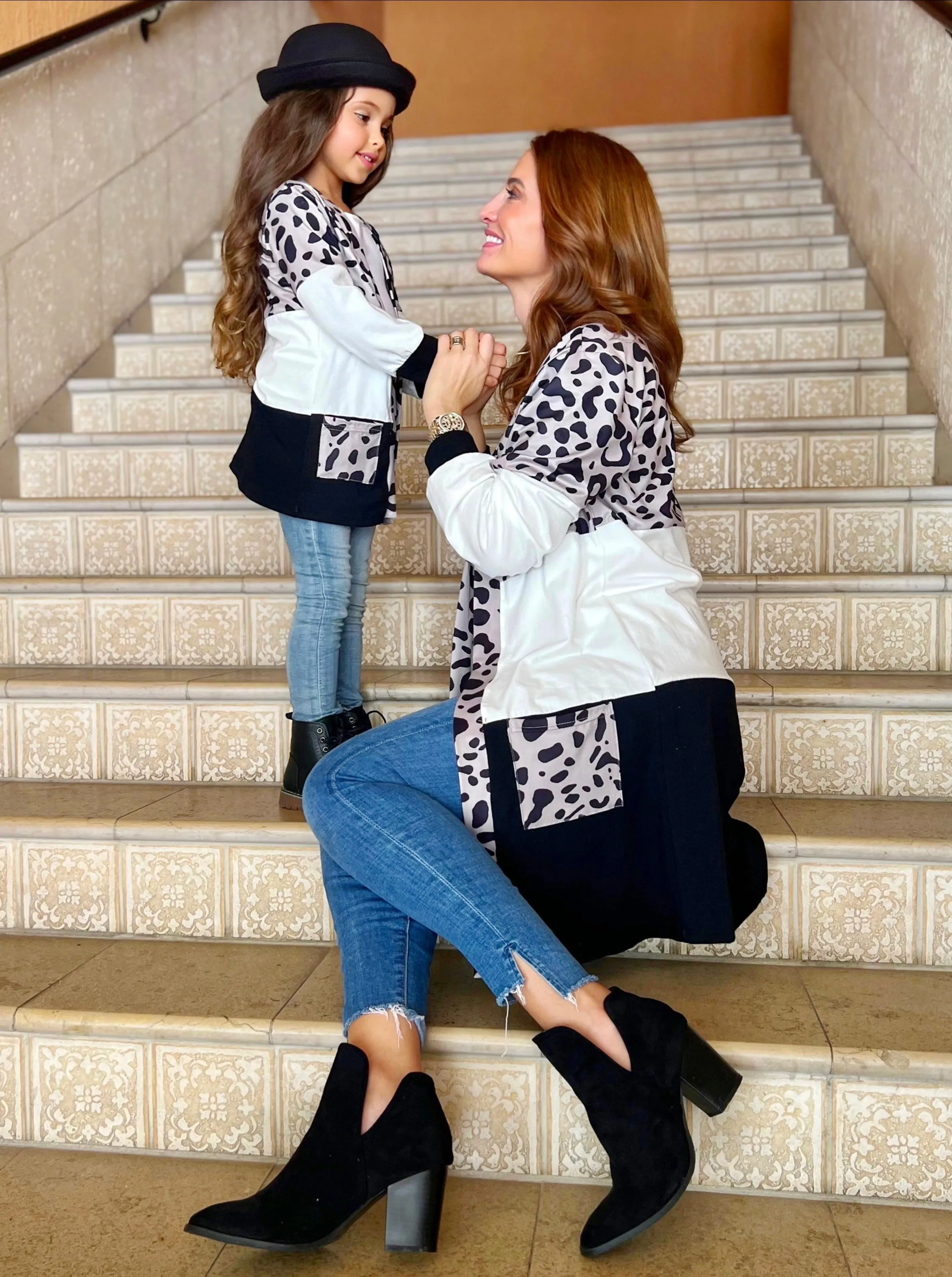 Mommy and Me Snuggle Up Oversized Colorblock Cardigans