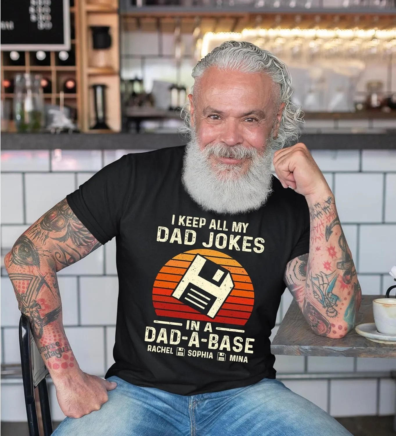 Personalized Dad Jokes Shirt, Dad Shirts for Men, I Keep All My Dad Jokes in A Dad-A-Base, Funny Dad Jokes in