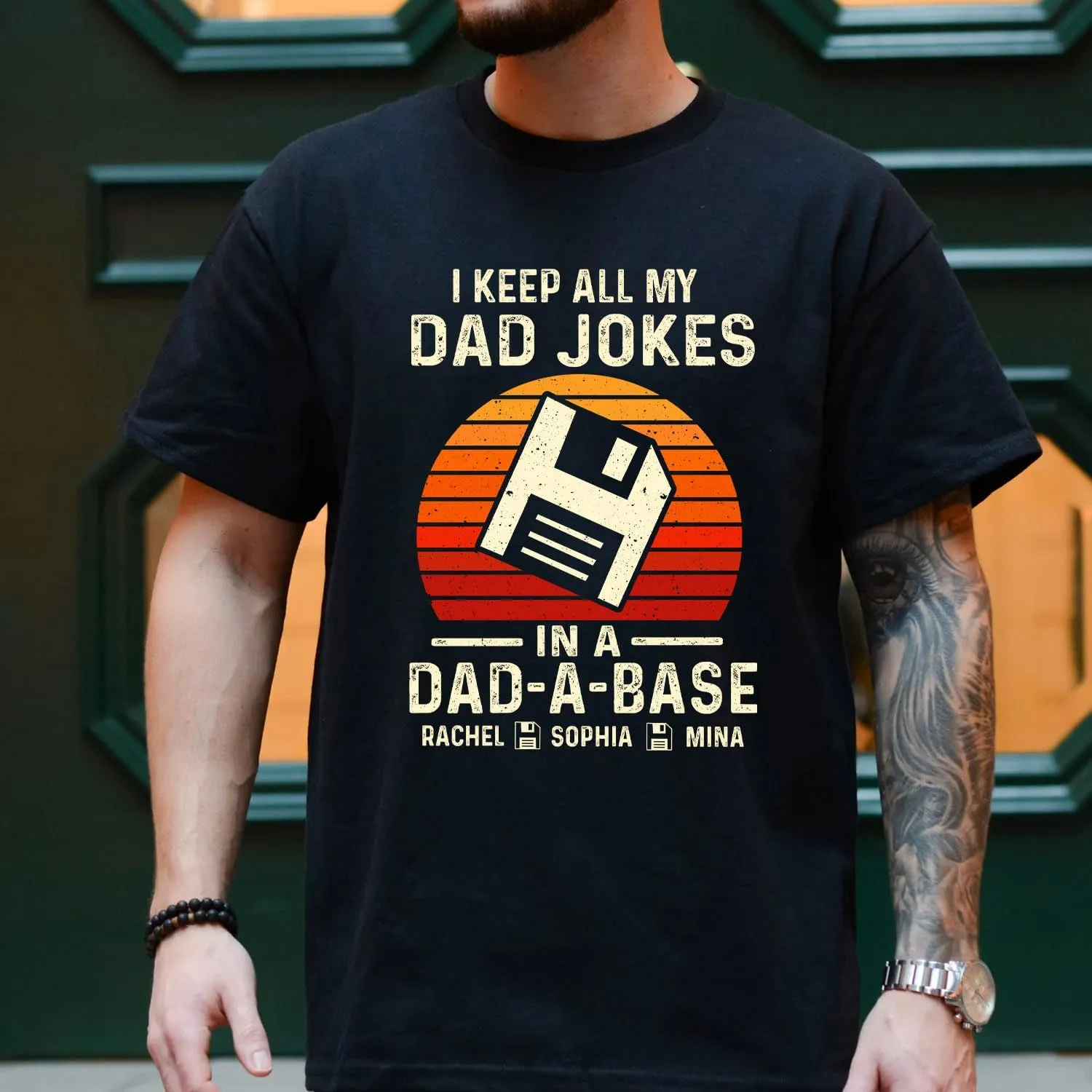 Personalized Dad Jokes Shirt, Dad Shirts for Men, I Keep All My Dad Jokes in A Dad-A-Base, Funny Dad Jokes in