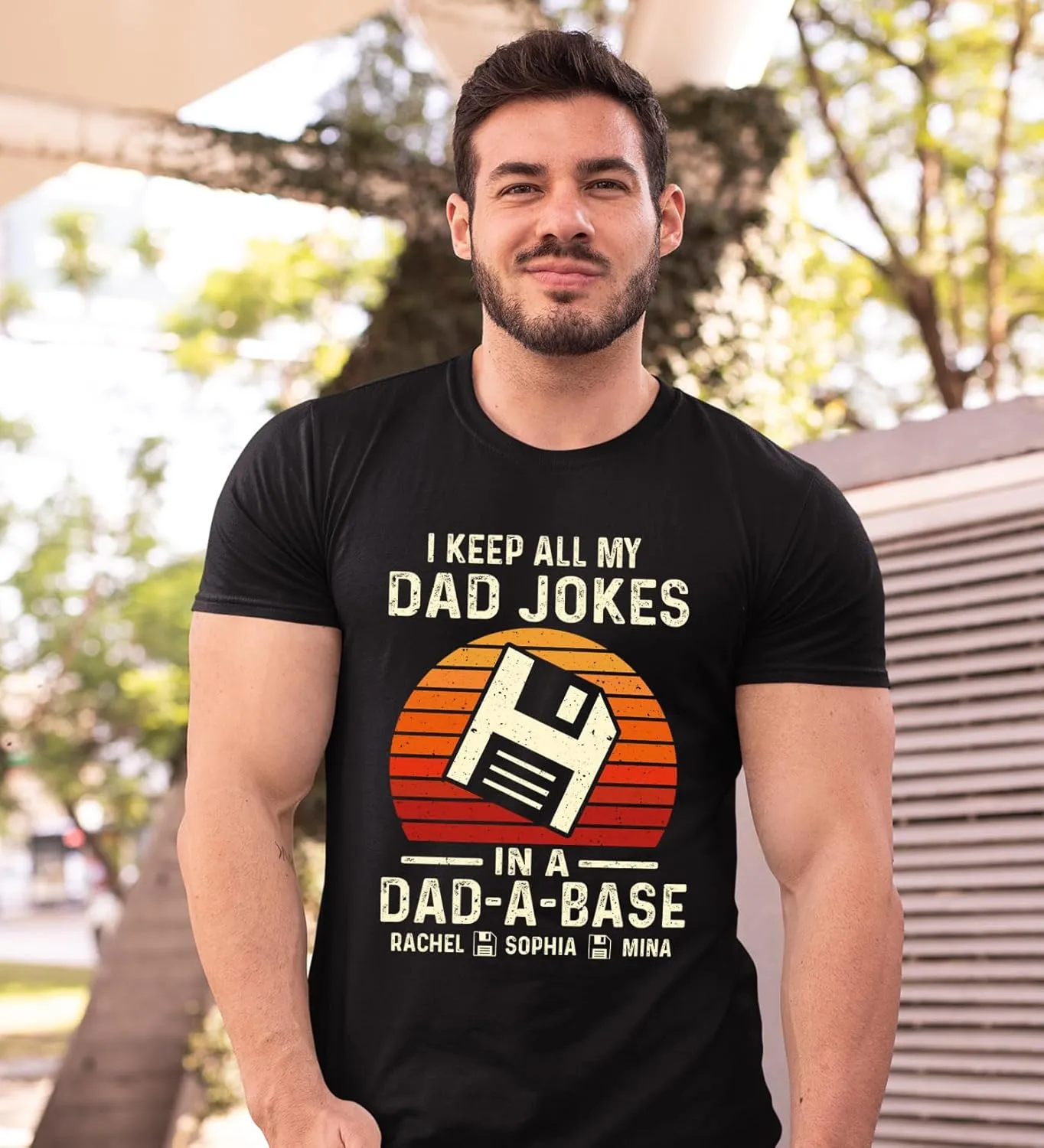 Personalized Dad Jokes Shirt, Dad Shirts for Men, I Keep All My Dad Jokes in A Dad-A-Base, Funny Dad Jokes in