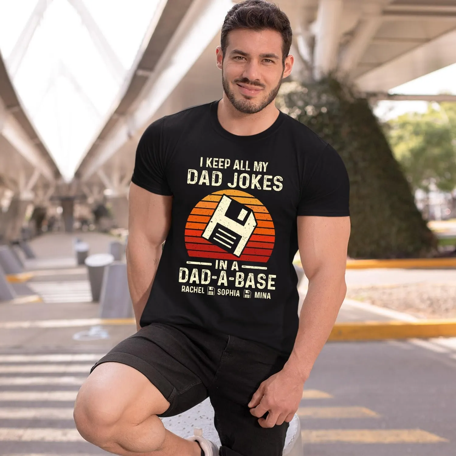 Personalized Dad Jokes Shirt, Dad Shirts for Men, I Keep All My Dad Jokes in A Dad-A-Base, Funny Dad Jokes in
