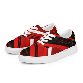 Red Sliced Women’s Lace-Up Canvas Shoes