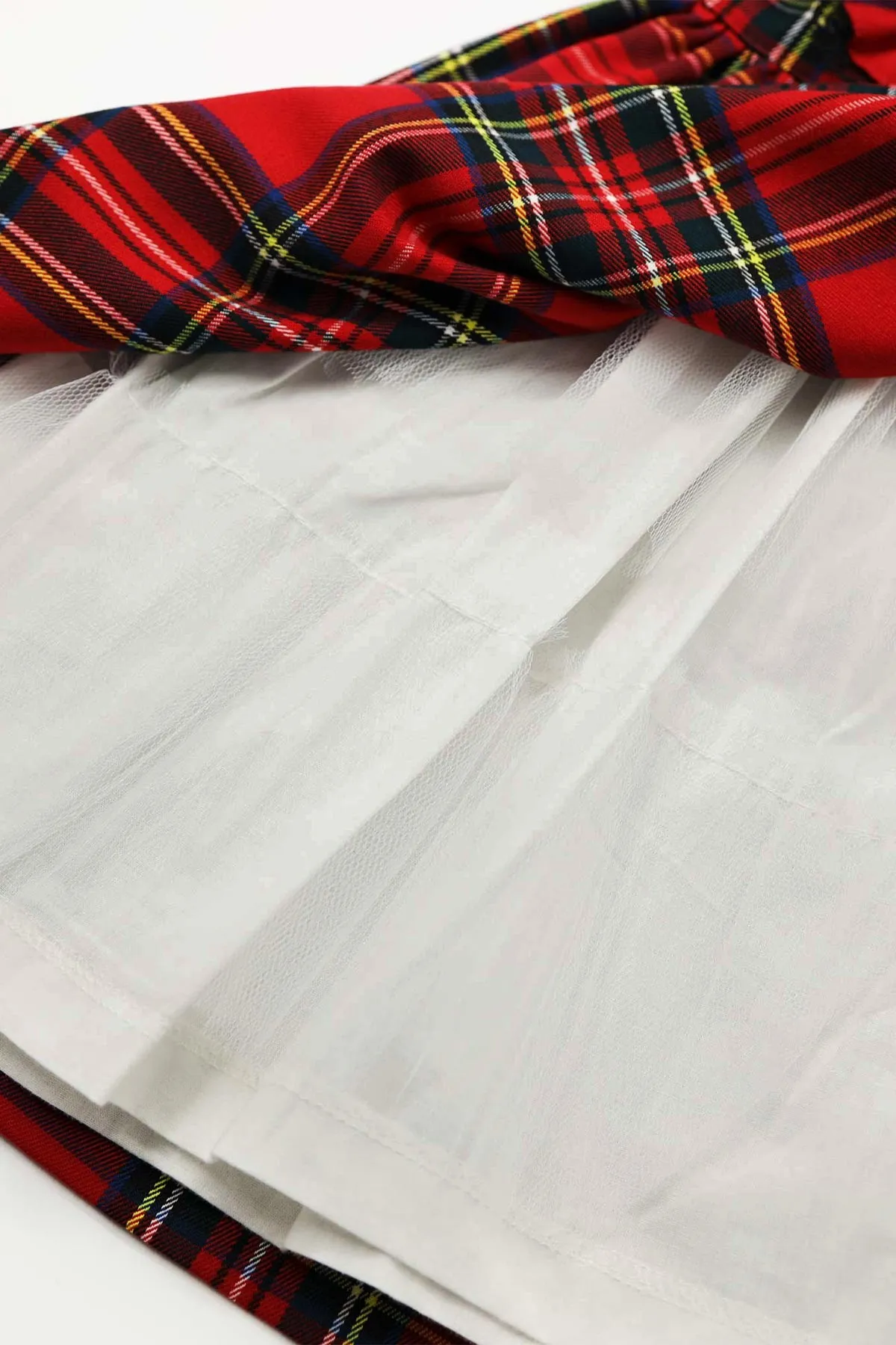 Red Tartan & Black Lace Dress (4Y - 8Y)