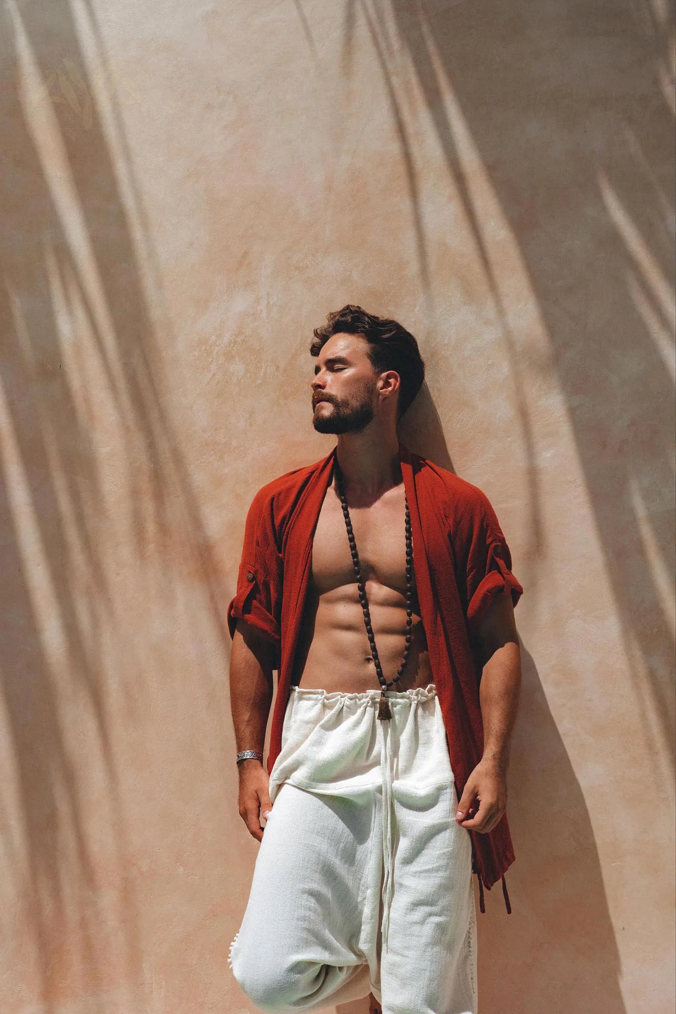Red Tribal Kimono Robe for Men
