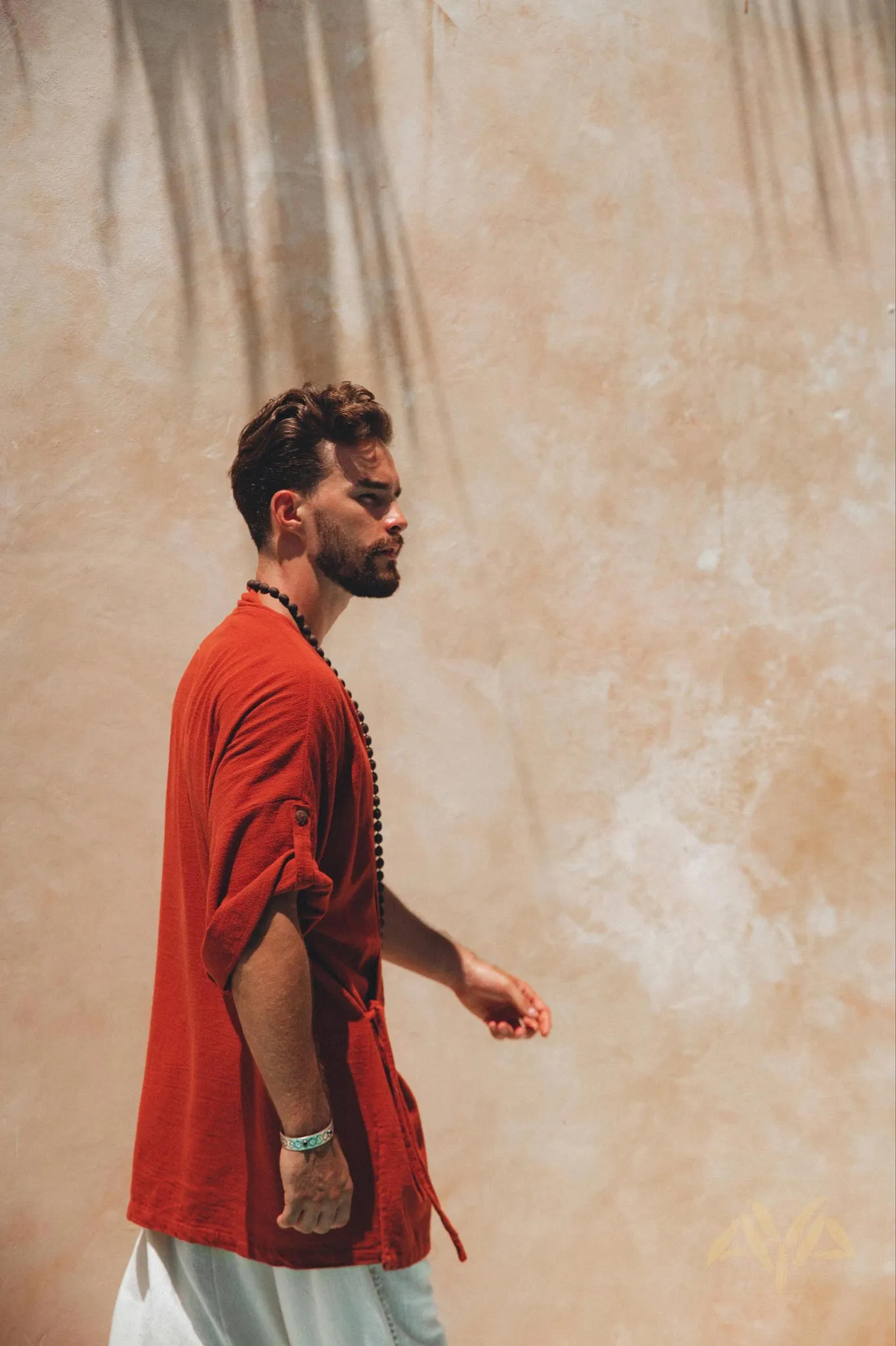 Red Tribal Kimono Robe for Men