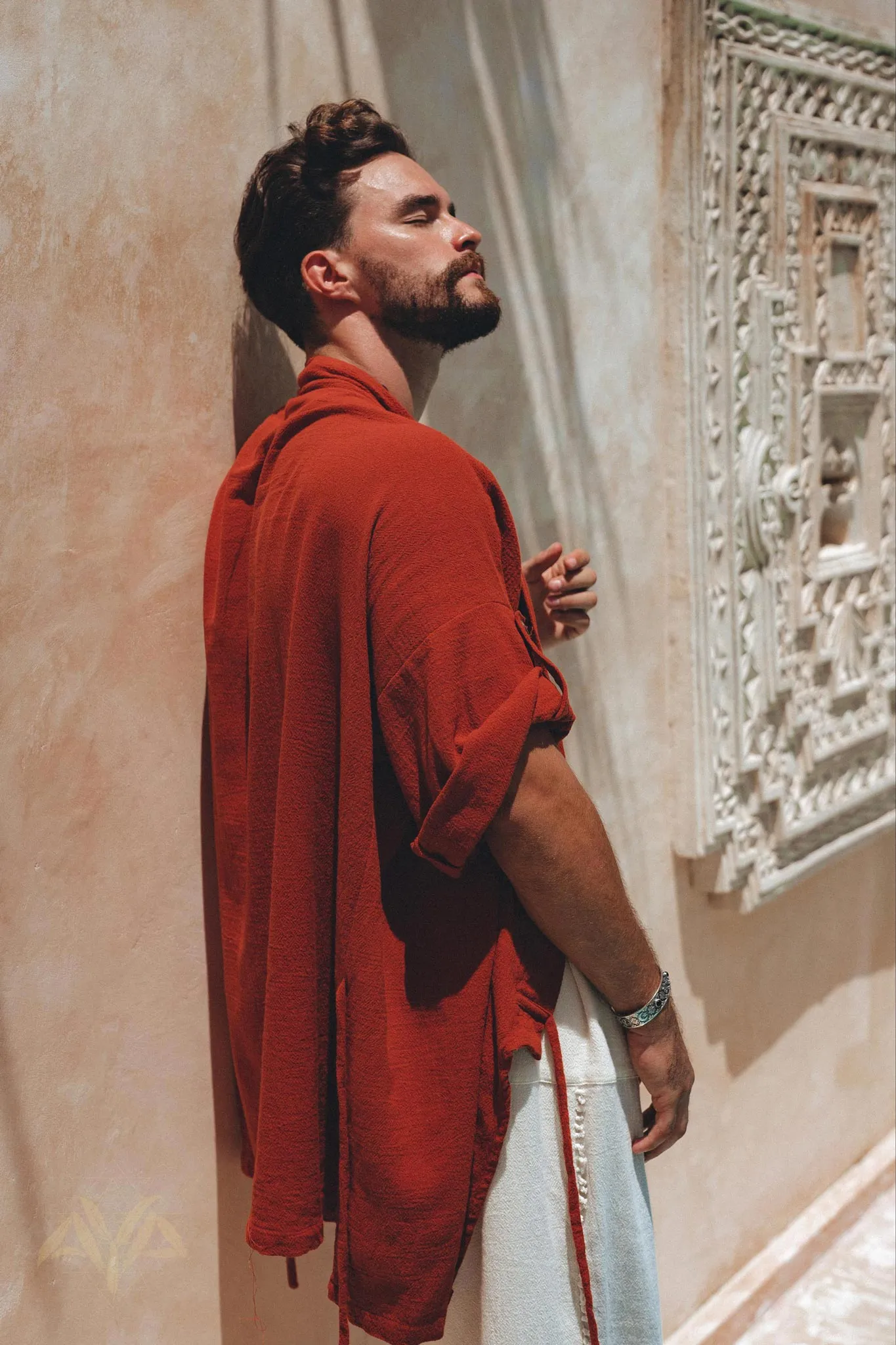Red Tribal Kimono Robe for Men