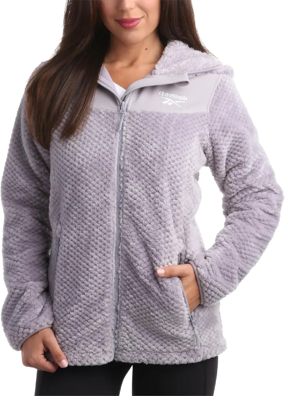 Reebok Women's Fleece Zip Up Jacket - Warm Snow Fleece Winter Jacket with Hood - Insulated Winter Jackets for Women (S-XL)