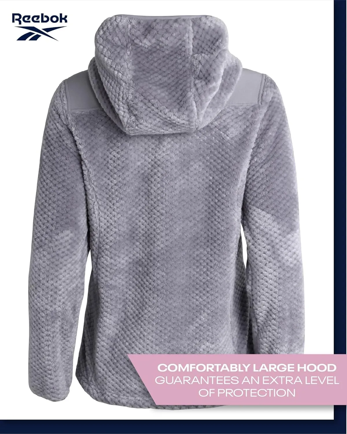 Reebok Women's Fleece Zip Up Jacket - Warm Snow Fleece Winter Jacket with Hood - Insulated Winter Jackets for Women (S-XL)