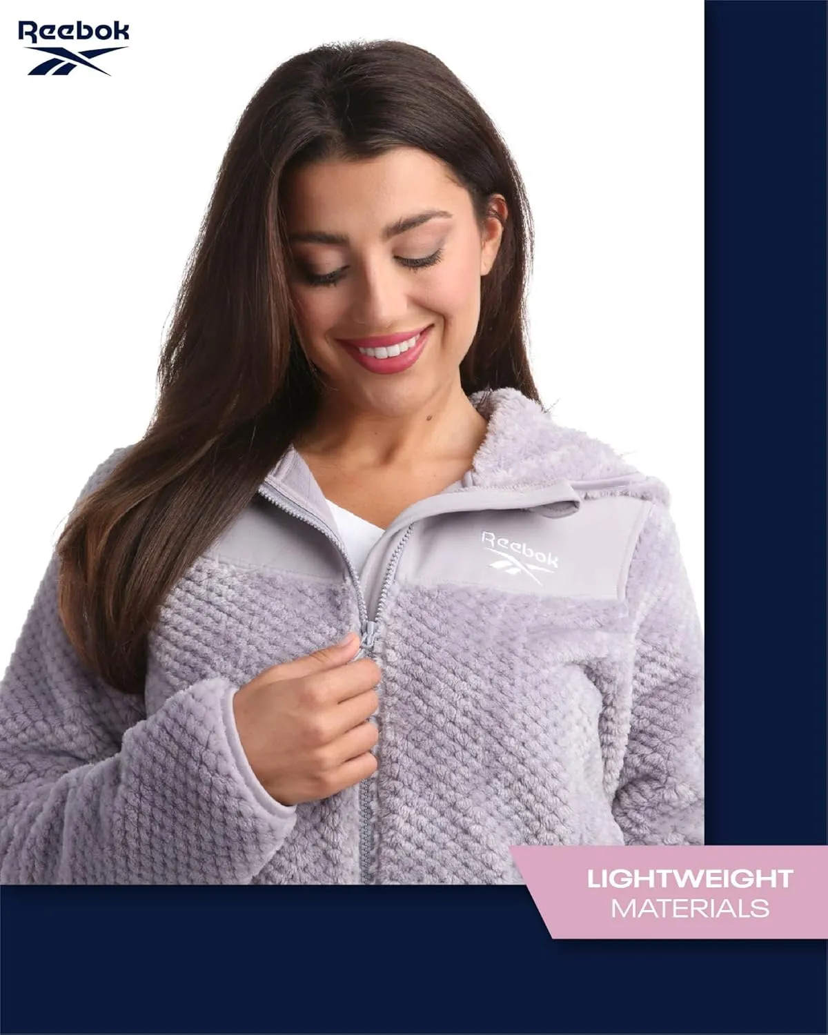 Reebok Women's Fleece Zip Up Jacket - Warm Snow Fleece Winter Jacket with Hood - Insulated Winter Jackets for Women (S-XL)