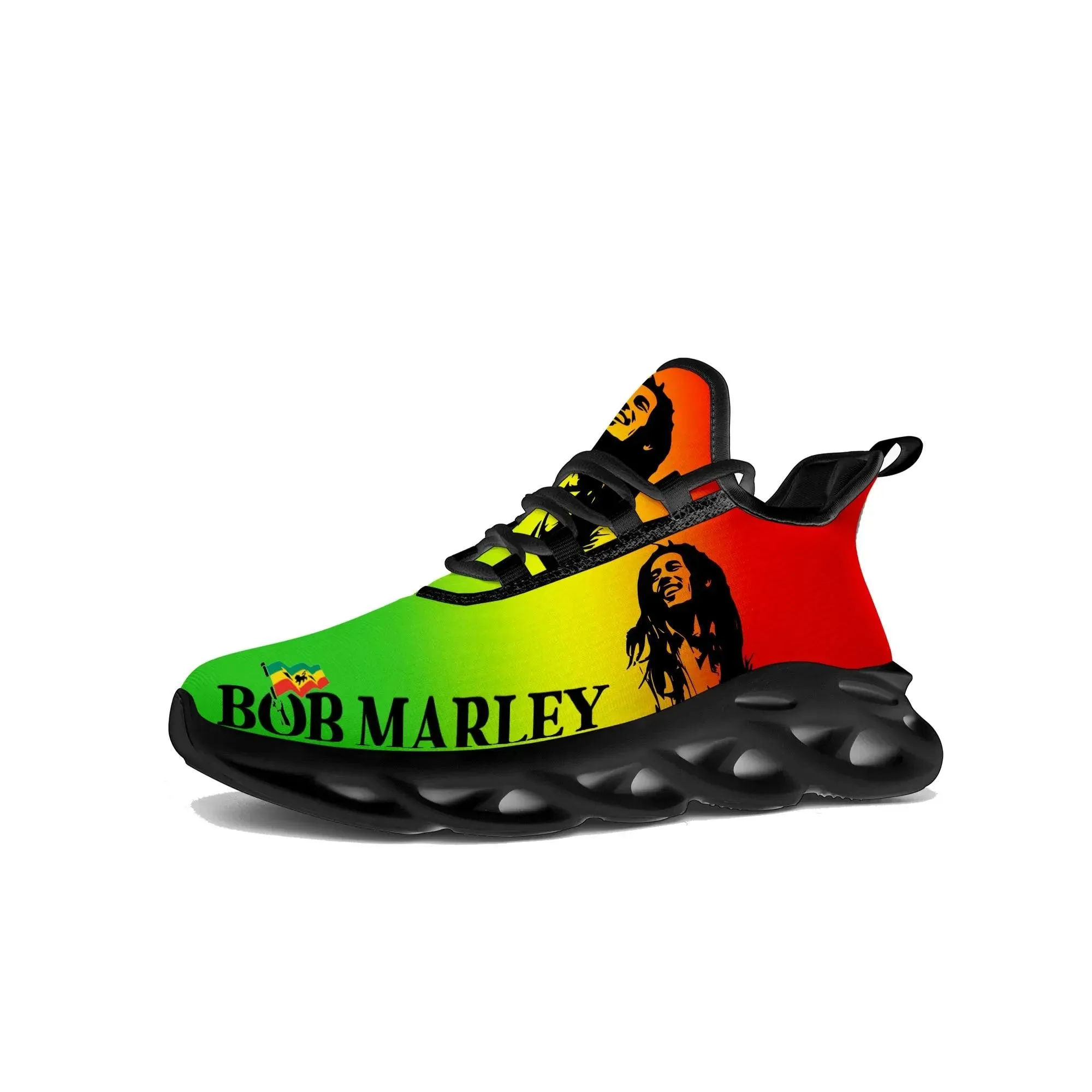 Reggae Rock Music Star Bob Marley Flats Sneakers Mens Womens Sports Running Shoe Sneaker Lace Up Mesh Footwear Tennis Shoe