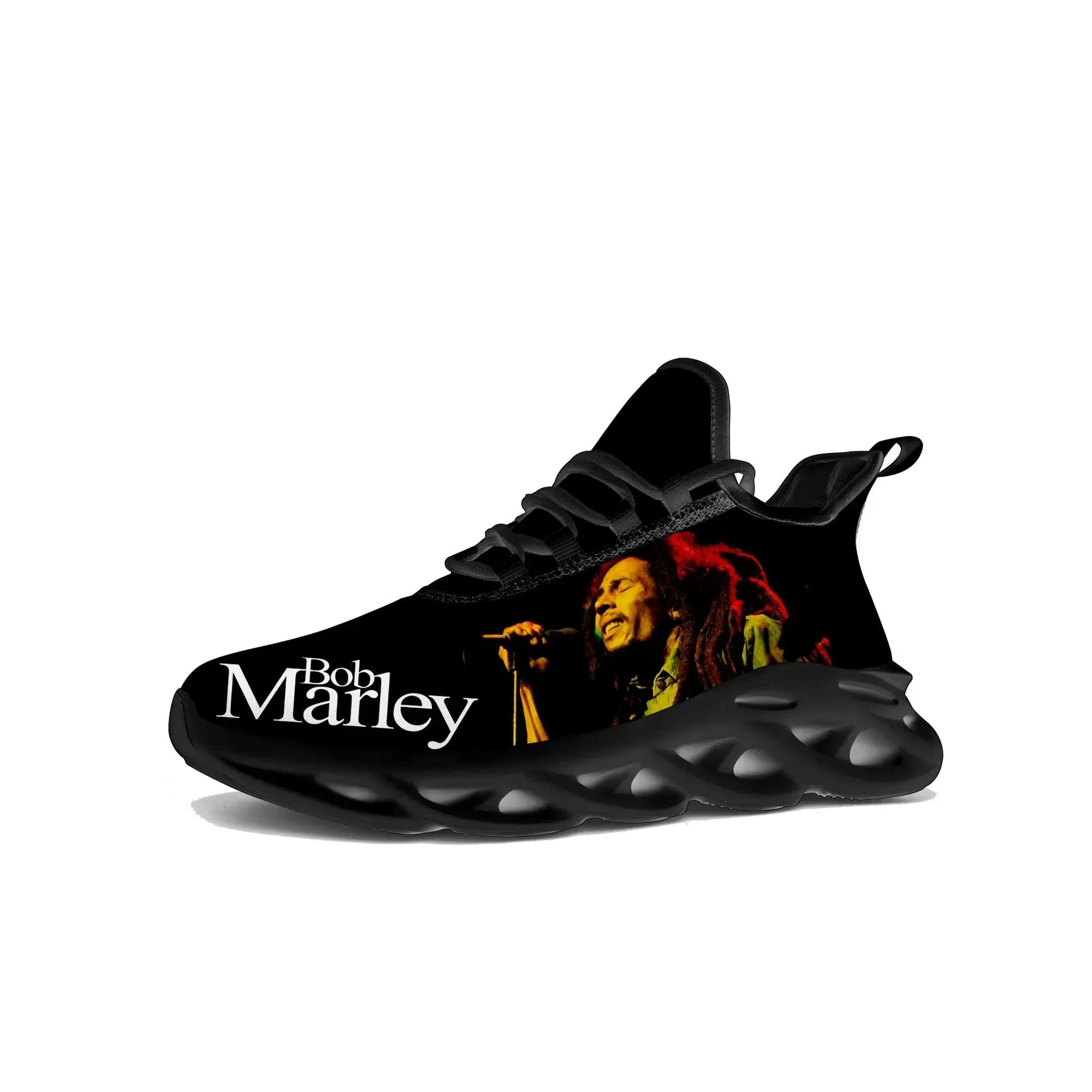 Reggae Rock Music Star Bob Marley Flats Sneakers Mens Womens Sports Running Shoe Sneaker Lace Up Mesh Footwear Tennis Shoe