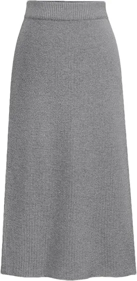 rismart Women Knitting Pencil Skirt Casual Below The Knee Stretch High Waist Elastic Skirts