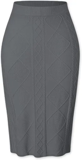 SANGTREE Women's Elastic High Waist Skirt Knit Stretchy Bodycon Midi Sweater Skirt