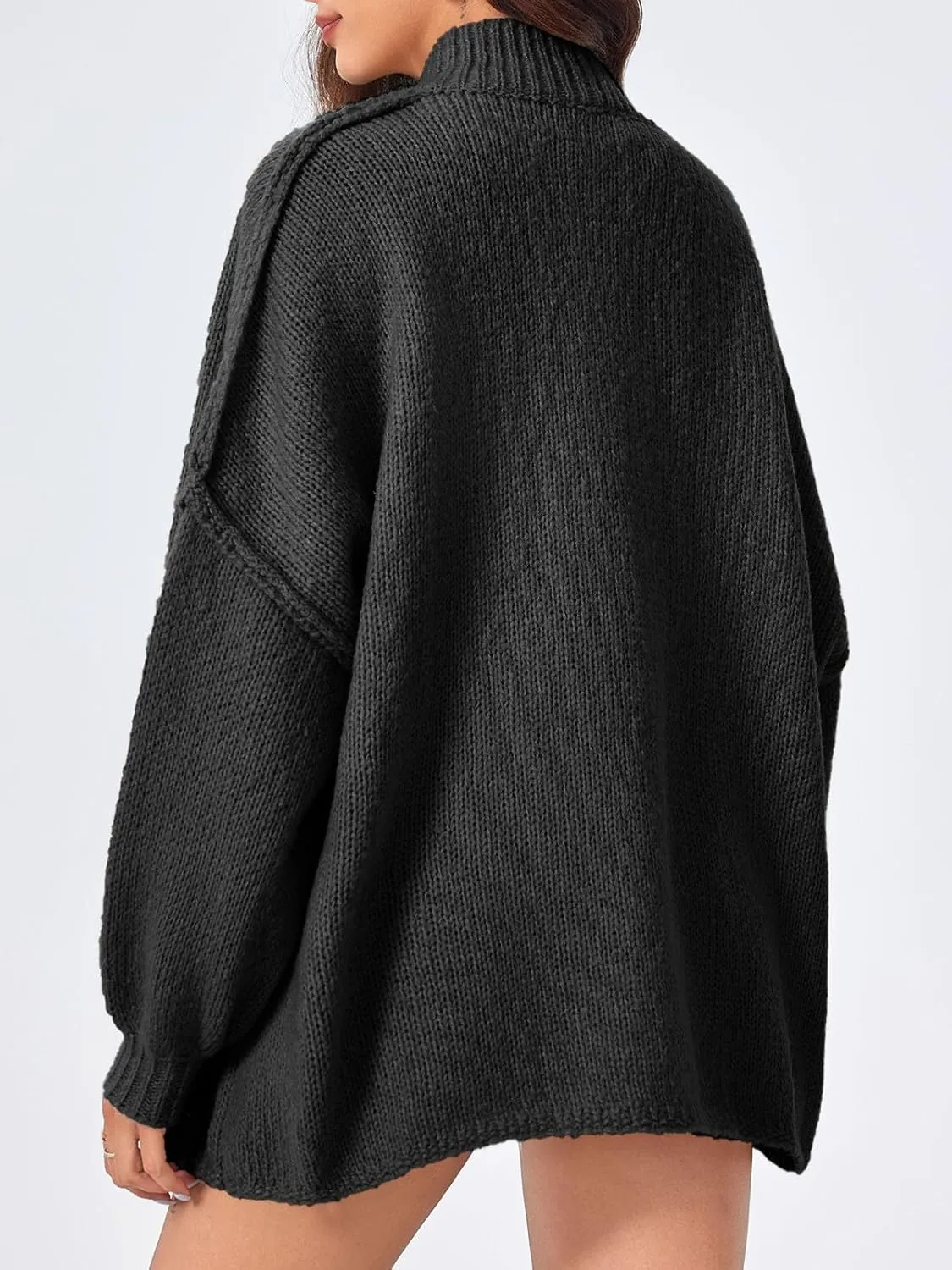 Saodimallsu Womens Oversized Cardigans Long Lantern Sleeve Button Down Chunky Knit Loose Fall Sweater Coats