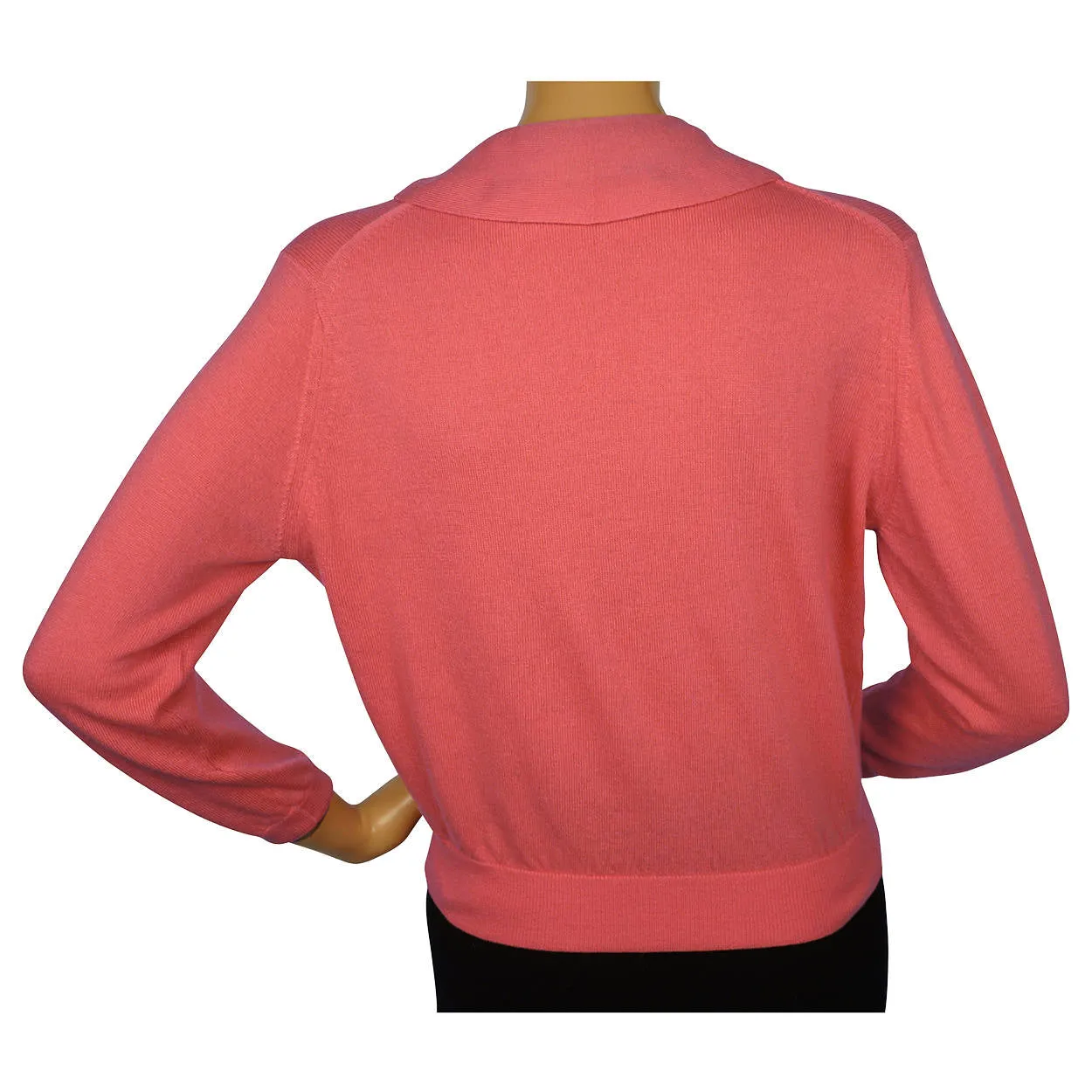 Vintage 1960s Ballantyne Scottish Cashmere Sweater Salmon Pink Cardigan Size M
