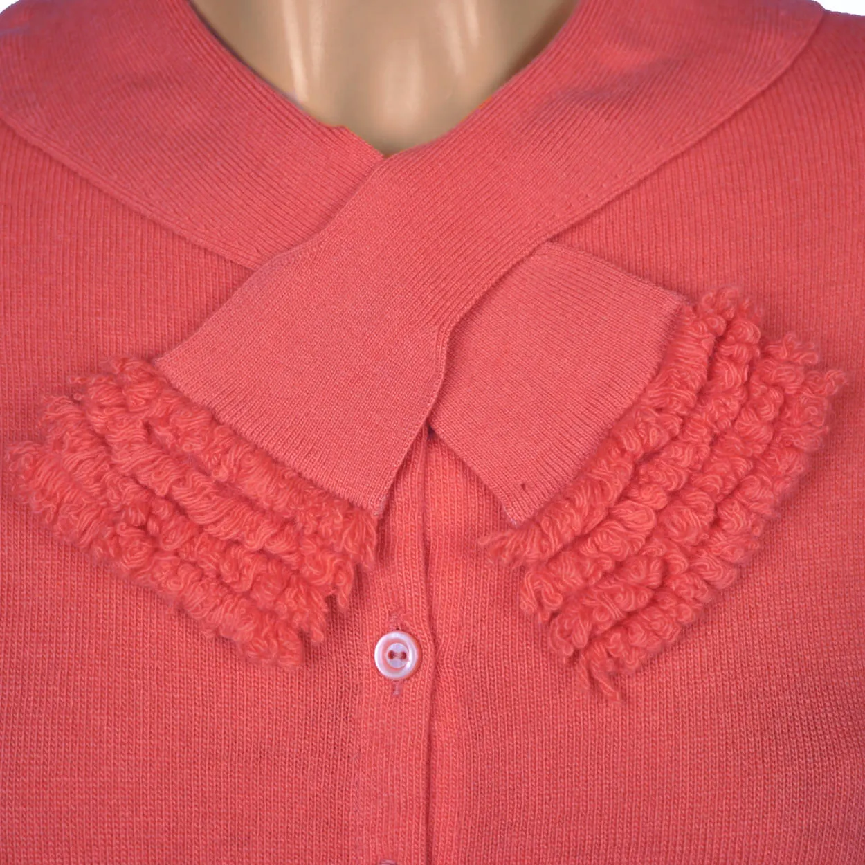 Vintage 1960s Ballantyne Scottish Cashmere Sweater Salmon Pink Cardigan Size M