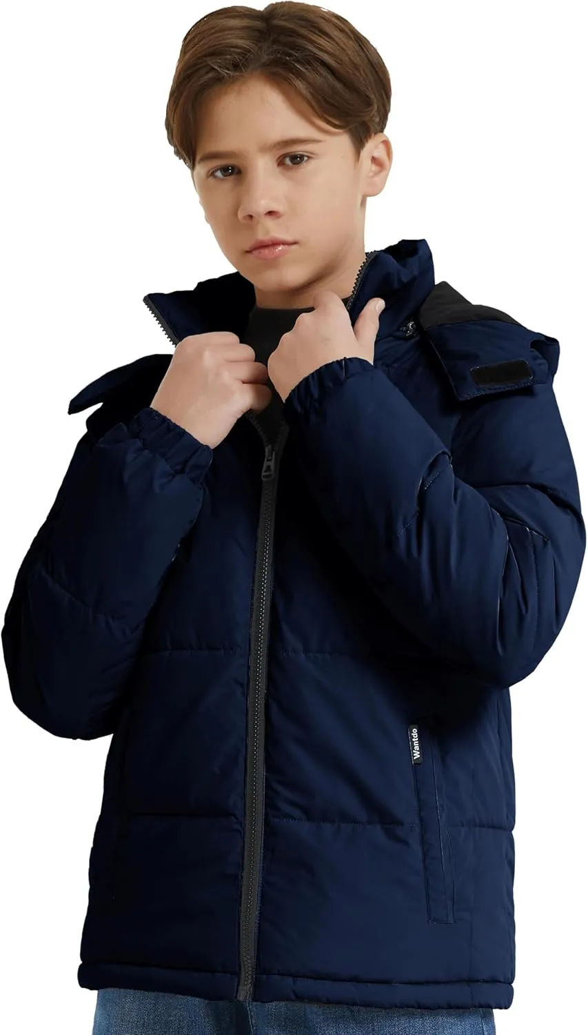 wantdo Boy's Winter Coat Warm Puffer Jacket Waterproof Parka with Hood
