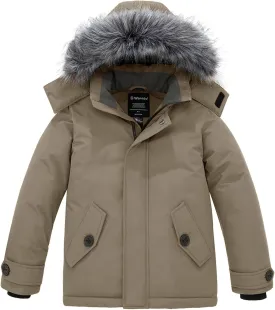wantdo Boys' Winter Coat Waterproof Puffer Jacket Fleece Parka Hooded