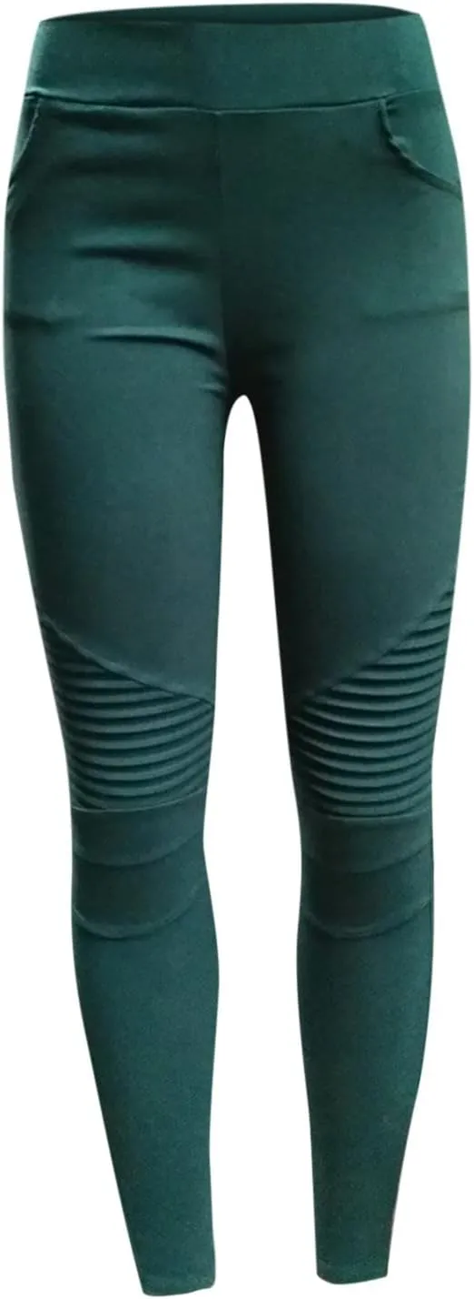 Women Skinny Tapered Pants Stretchy Cargo Style Crop Pants Motorcycle Biker Style Texture Vintage Slim Fit Pants