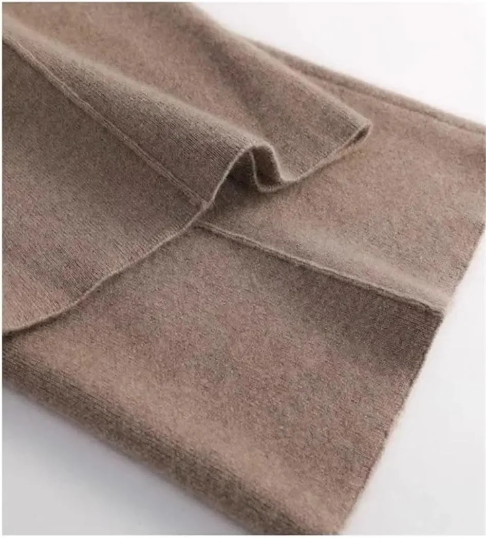 Women's High Waist Drapey Slimming Floor Length Straight Casual Trousers Knitted Wide Leg Pants