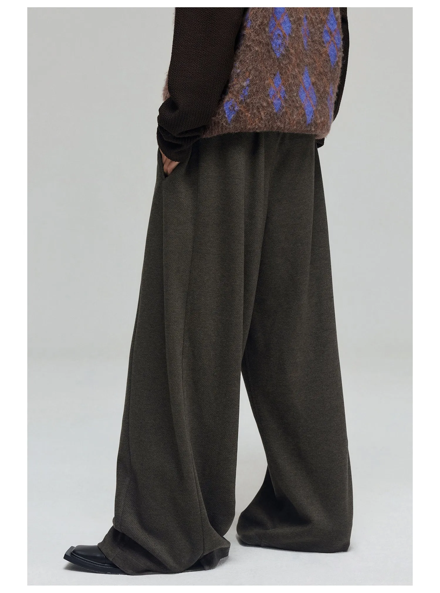 Wool blend thick wide pants