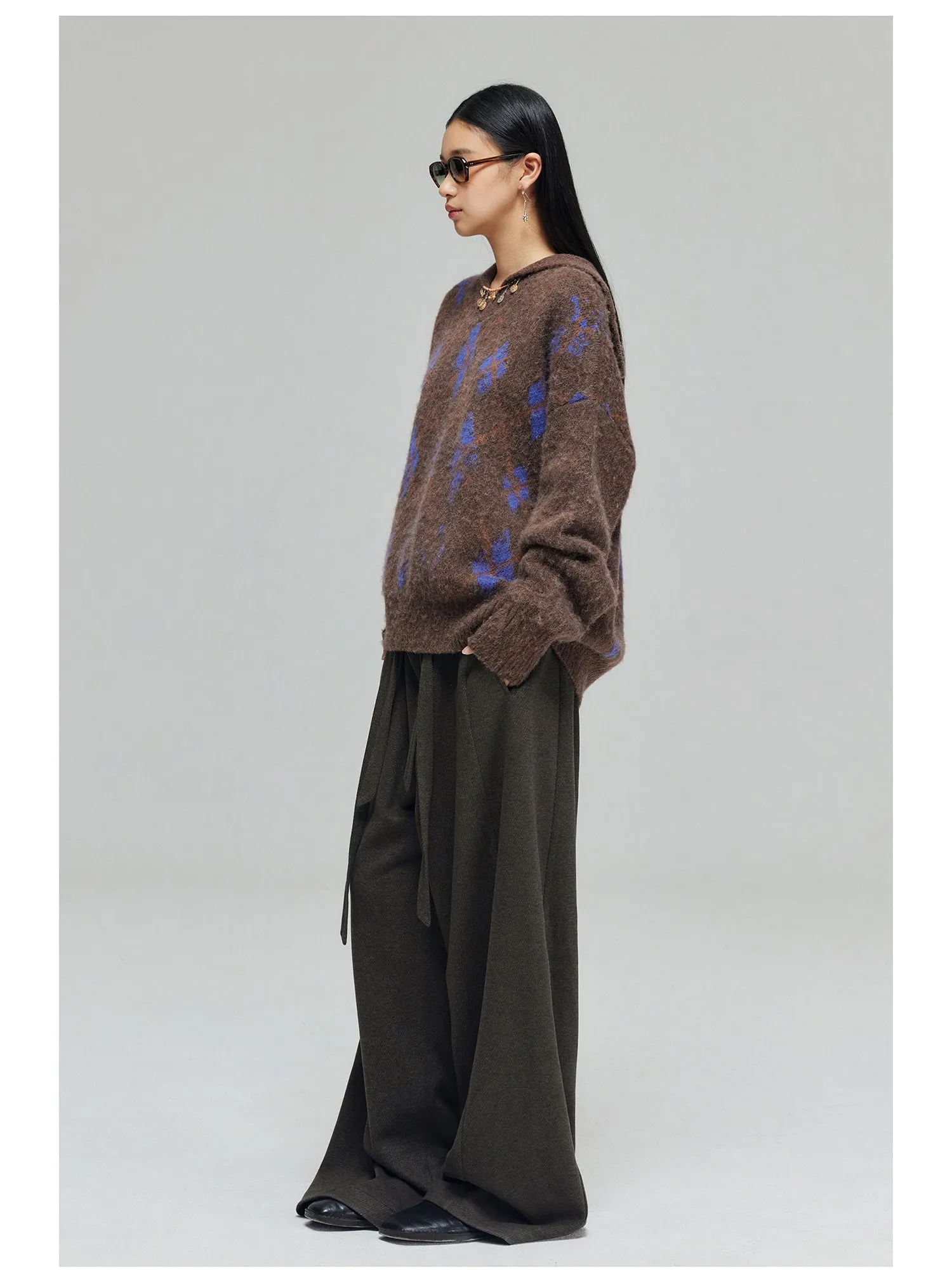 Wool blend thick wide pants