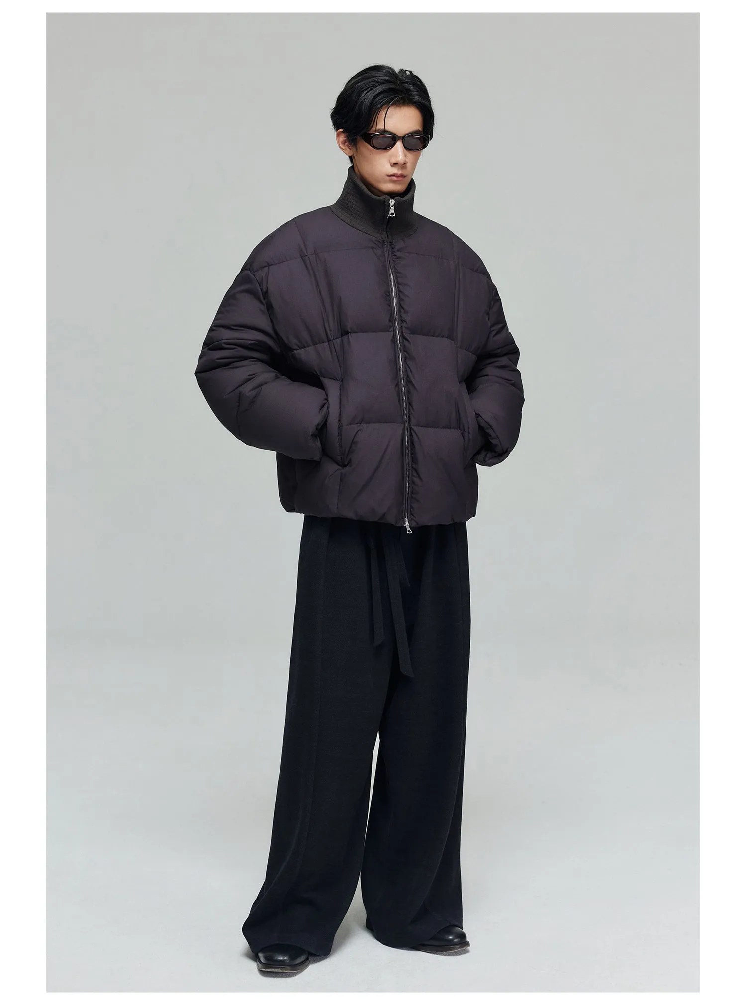 Wool blend thick wide pants