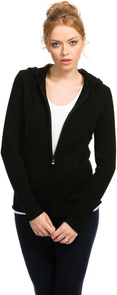 Zip-Up Hoodie for Women - 100% Tibetan Yak Wool Hand-Knitted Comfy Wool Sweater With Drawstring and Pockets