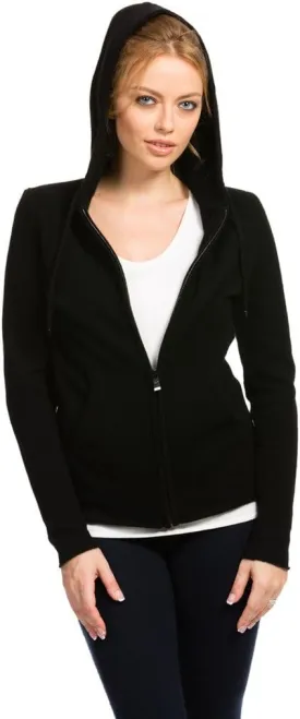 Zip-Up Hoodie for Women - 100% Tibetan Yak Wool Hand-Knitted Comfy Wool Sweater With Drawstring and Pockets