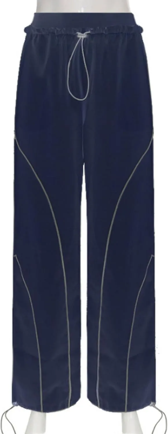 Zontroldy Cargo Pants Women Parachute Pants Y2K Baggy Casual High Waist Wide Leg Track Pants Streetwear