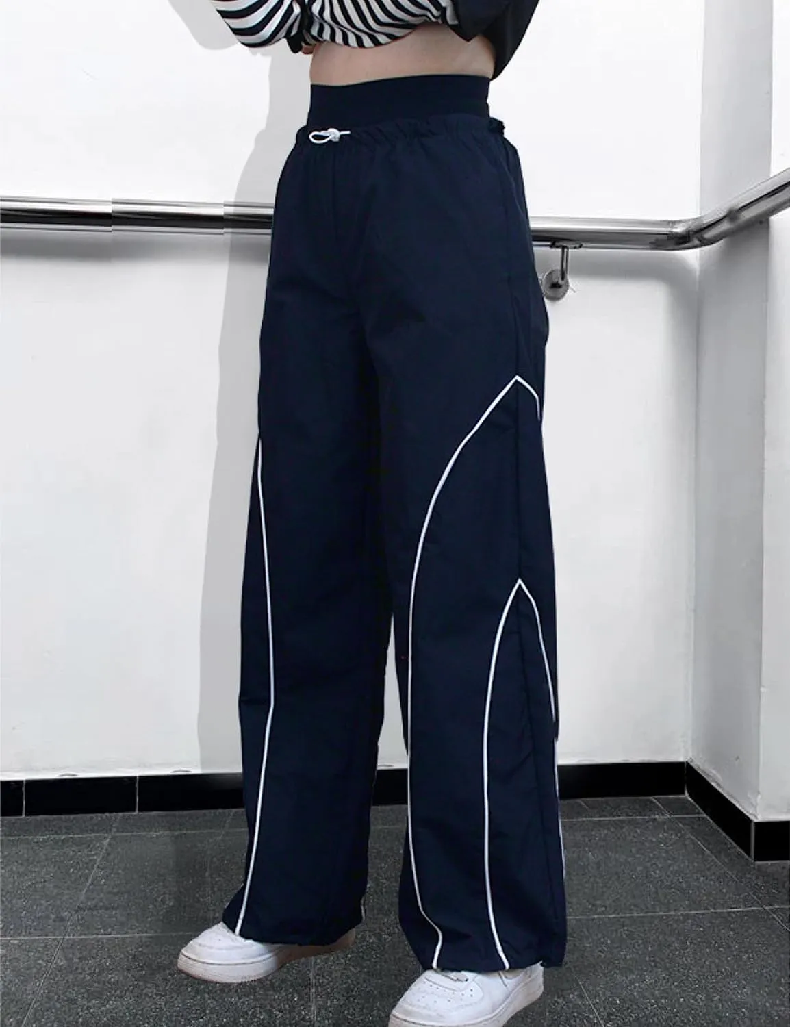 Zontroldy Cargo Pants Women Parachute Pants Y2K Baggy Casual High Waist Wide Leg Track Pants Streetwear