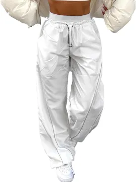 Zontroldy Cargo Pants Women Parachute Pants Y2K Baggy Casual High Waist Wide Leg Track Pants Streetwear